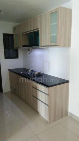 Kabinet Dapur Melamine Bukit Jelutong Furniture Decoration For Sale