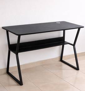 Black Study Desk with Shelf