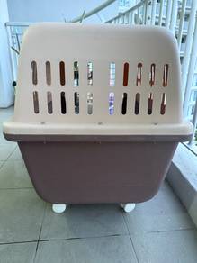Dog Pet Carrier Cage with Handle, Wheels & Food Bo