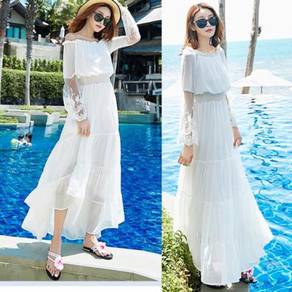 White prom dinner bridesmaid maxi dress RBP0471
