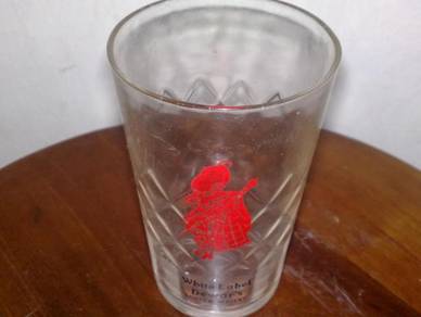 Cawan antique dewar's white label glass cup