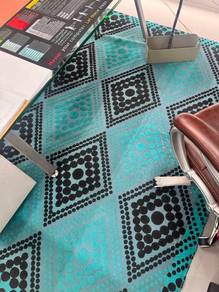 Teal and Black Diamond Pattern Rug