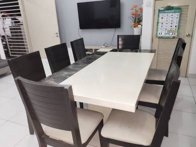 set dining table 8 kerusi marble
