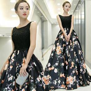 Black floral wedding prom dress gown RB1705