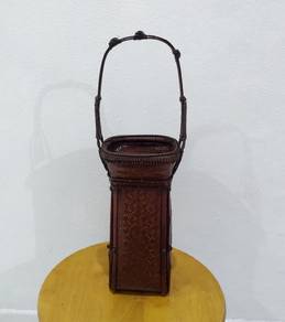 Vintage Japanese Basket Woven Smoked Bamboo Ikeban