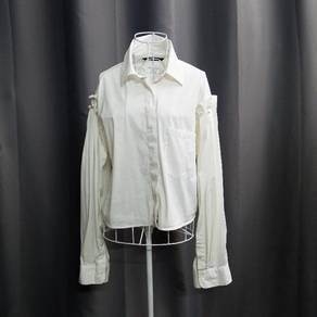 Zara White Crop Pearl Puff Sleeve Top Large