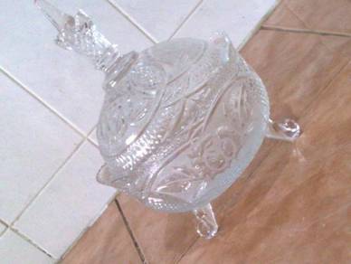 Mangkuk kristal crystal 3 footed candy bowl