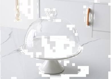 14cm Nordic Ceramic Cake Stand + 13cm Glass Cover