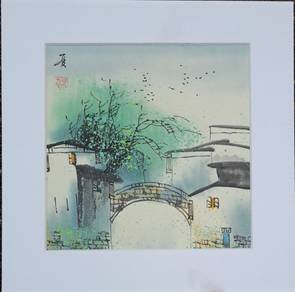 ClearanceRM48 Watercolor Art Stone BridgeRiverside