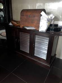 Vintage British Colonial style Louvered buffet Tab