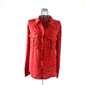 Mango Red Snake Print Long Sleeve Shirt