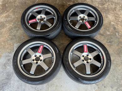 Sport rim second 17 TE37 siap tayar alza baru alti