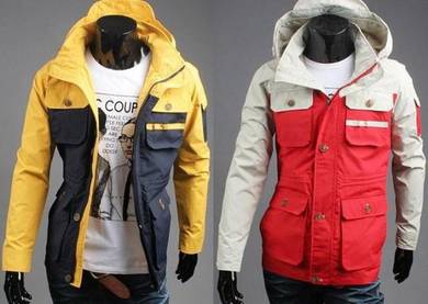 F9307 ARMY RED HOODIE MiLITARY MULTI-POCKET JACKET