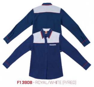 Baju Korporat Uniform Female F13908 Royal Blue/Whi