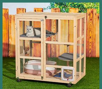 Cat Cage Family Indoor Cat Nest Solid Wood
