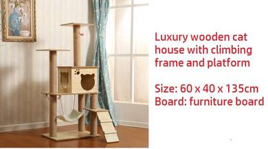 Wooden Cat House Climbing platform, Sangkar kucing