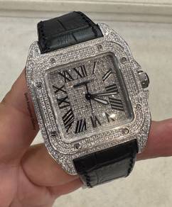 Cartier Santos 100 M Size Custom Setting Diamonds