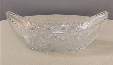 Antique pressed glass oval bowl