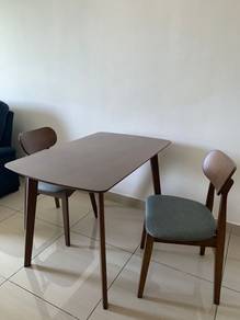 Wooden dining table + 2 chairs set