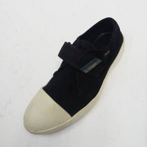 PRADA Black Canvas Logo Rubber Cap Toe Sneaker