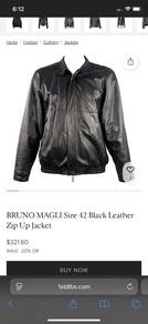 Bruno Magli size 42 Black leather zip up jacket