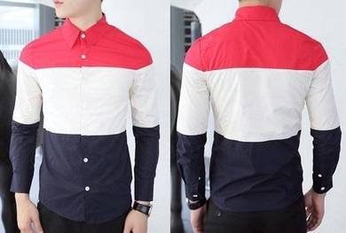B0516 BLUE RED CREAM FORMAL WORK LONG SLEEVE SHiRT