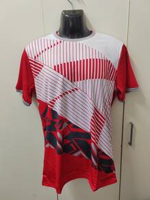 ITEM BARU_T-Shirt ROUNDNECK Red & White #T040