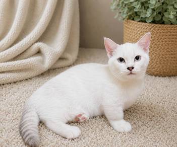 Kucing Munchkin Comel Putih siam