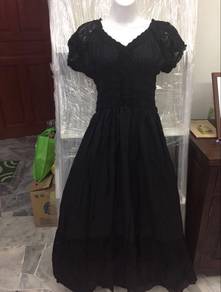 (BNWT) Black Cotton Embroidery Lace Long Dress