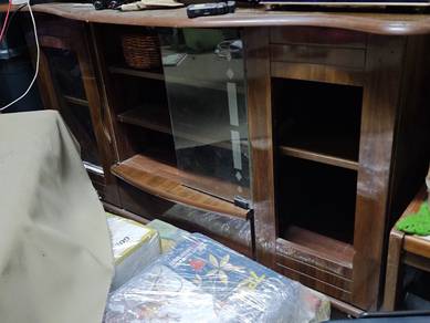 sofa kayu 2 set + kabinet tv