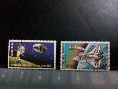 2 Togo stamps Space Exploration Apollo