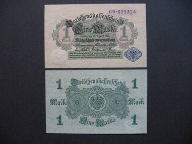 Germany 1 Mark 1914  Blue seal  unc