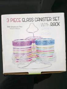 Glass Canisters set with rack
