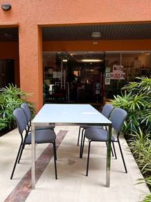 Ikea TORSBY glass Table top with ikea KARLJAN chai