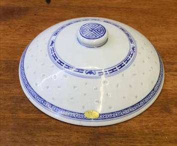 Tutup antique oriental rice grain tureen lid