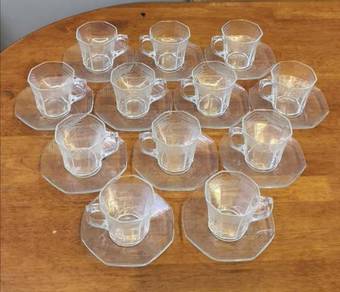 Arcoroc France clear glass cup saucer