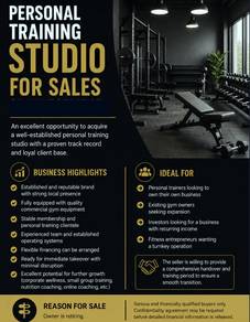 Personal Training Studio For Sale
