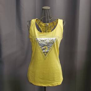GUESS yellow tank top biker back