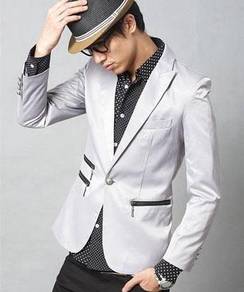 READY STOCK STYLISH GREY BLAZER SUiTS COAT JACKETS