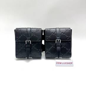 98% New Gucci Black Perforated Double Belt Bag