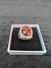 Cincin Permata Orange Sapphire Ring Micro Setting