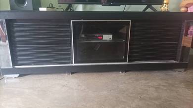 Modern Black TV Cabinet Console Table with Glass D