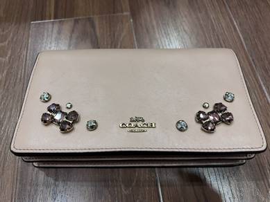 Coach Foldover Chain Clutch with Crystal Applique