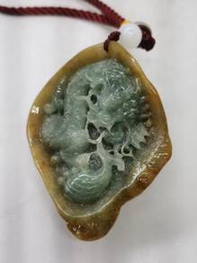 Icy Ice Green Burma Jadeite Jade Dragon Hand Piece