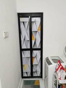 Bi Fold Door Pintu Bilik Air Aluminium Lipat Tahan