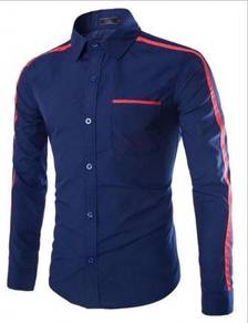 0587 Business Dark Blue Formal Long Sleeved Shirt
