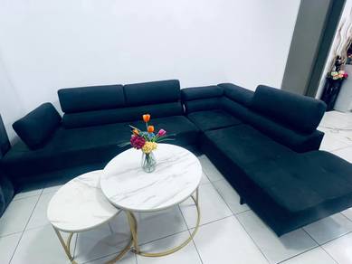 Sofa 5 Seater, L sharp + 2 coffee table-