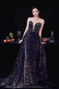 Blue sequin evening wedding dress gown RBP1648