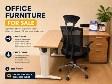Office desk & Ergo chair with head rest