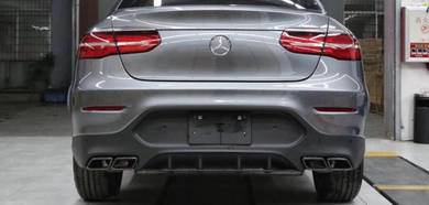 Mercedes C253 GLC Coupe rear diffuser with pipe